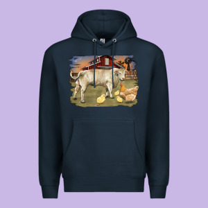 Charolaris Bull And Chicken In Barnyard Premium Hoodie Designed By Ranaportraitstore