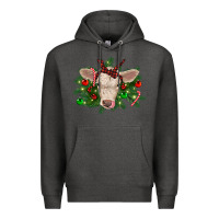 Charcoal Heather Christmas charolais calf Premium Hoodie - RanaPortraitStore