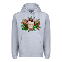 Heather Grey Christmas charolais calf Premium Hoodie - RanaPortraitStore