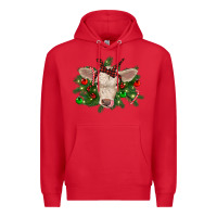 Red Christmas charolais calf Premium Hoodie - RanaPortraitStore