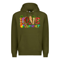 Army Green love summer with strawberry Premium Hoodie - texasbilliewilder