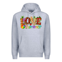 Heather Grey love summer with strawberry Premium Hoodie - texasbilliewilder