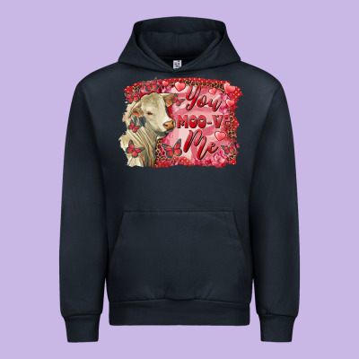 Valentine's Day You Moo Ve Me Charolais Cow Urban Hoodie Designed By Ranaportraitstore