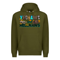 Army Green yeehaws and hellnaws Premium Hoodie - Zillion Design Studio