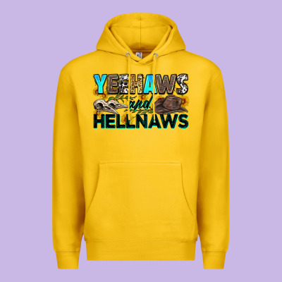 Yeehaws And Hellnaws Premium Hoodie Designed By Zillion Design Studio