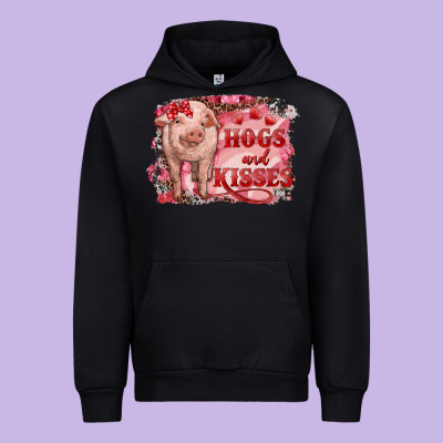 Valentine's Day Pig Hogs And Kisses Urban Hoodie Designed By Ranaportraitstore