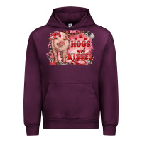 Mauve Wine valentine's day pig hogs and kisses Urban Hoodie - RanaPortraitStore