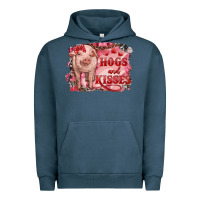 Pigment Midnight Navy valentine's day pig hogs and kisses Urban Hoodie - RanaPortraitStore
