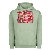 Pigment Oil Green valentine's day pig hogs and kisses Urban Hoodie - RanaPortraitStore