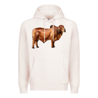Pale Pink brahman bull Premium Hoodie - RanaPortraitStore