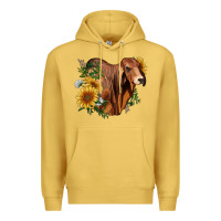 Antique Gold brahman bull with sunflowers Premium Hoodie - RanaPortraitStore