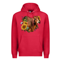 Cardinal brahman bull with sunflowers Premium Hoodie - RanaPortraitStore