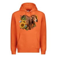 Carrot brahman bull with sunflowers Premium Hoodie - RanaPortraitStore