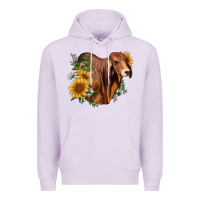 Lilac brahman bull with sunflowers Premium Hoodie - RanaPortraitStore
