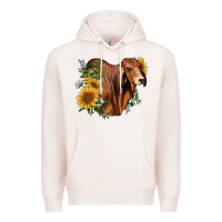Pale Pink brahman bull with sunflowers Premium Hoodie - RanaPortraitStore