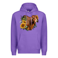 Purple brahman bull with sunflowers Premium Hoodie - RanaPortraitStore