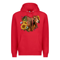 Red brahman bull with sunflowers Premium Hoodie - RanaPortraitStore