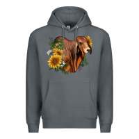 Rock brahman bull with sunflowers Premium Hoodie - RanaPortraitStore