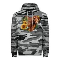 Slate Camo brahman bull with sunflowers Premium Hoodie - RanaPortraitStore