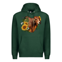 Sports Green brahman bull with sunflowers Premium Hoodie - RanaPortraitStore