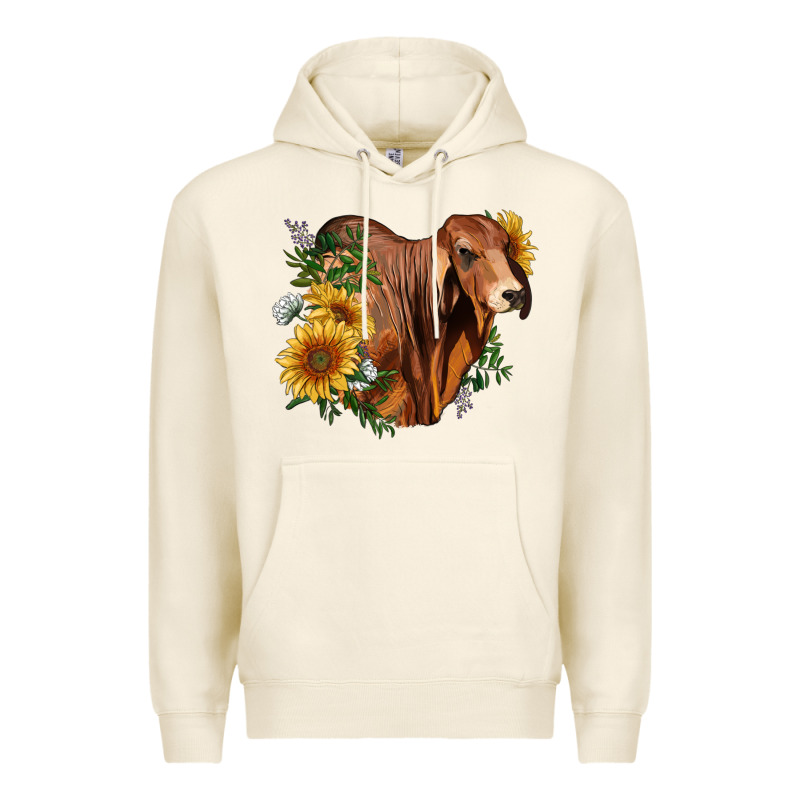 Brahman Bull With Sunflowers Premium Hoodie by RanaPortraitStore | Teevron