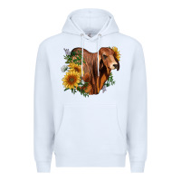 White brahman bull with sunflowers Premium Hoodie - RanaPortraitStore