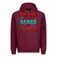 Burgundy mamas let your babies be cowboys Premium Hoodie - texasbilliewilder