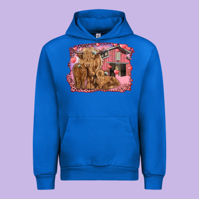 Valentine's Day Mama Cow And Baby Cows Urban Hoodie Designed By Ranaportraitstore