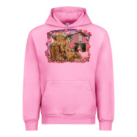 Fuchsia Pink valentine's day mama cow and baby cows Urban Hoodie - RanaPortraitStore