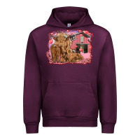 Mauve Wine valentine's day mama cow and baby cows Urban Hoodie - RanaPortraitStore