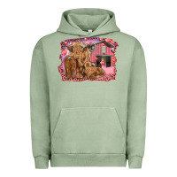 Pigment Oil Green valentine's day mama cow and baby cows Urban Hoodie - RanaPortraitStore