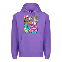 Purple love summer unicorn Premium Hoodie - texasbilliewilder
