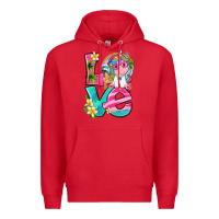Red love summer unicorn Premium Hoodie - texasbilliewilder