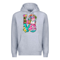 Heather Grey love summer unicorn Premium Hoodie - texasbilliewilder