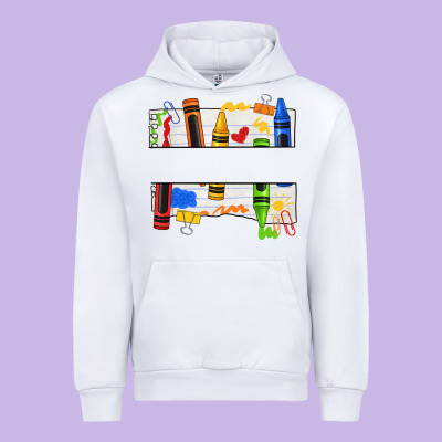 Custom Teacher Name Crayon Urban Hoodie Designed By Texasbilliewilder