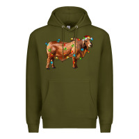 Army Green brahman bull with christmas lights Premium Hoodie - RanaPortraitStore