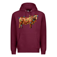Burgundy brahman bull with christmas lights Premium Hoodie - RanaPortraitStore