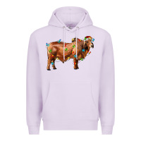 Lilac brahman bull with christmas lights Premium Hoodie - RanaPortraitStore
