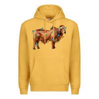 Mustard brahman bull with christmas lights Premium Hoodie - RanaPortraitStore