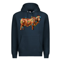 Navy brahman bull with christmas lights Premium Hoodie - RanaPortraitStore