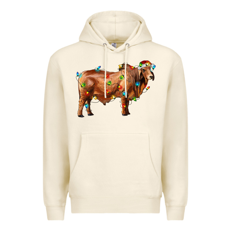 Brahman Bull With Christmas Lights Premium Hoodie by RanaPortraitStore | Teevron