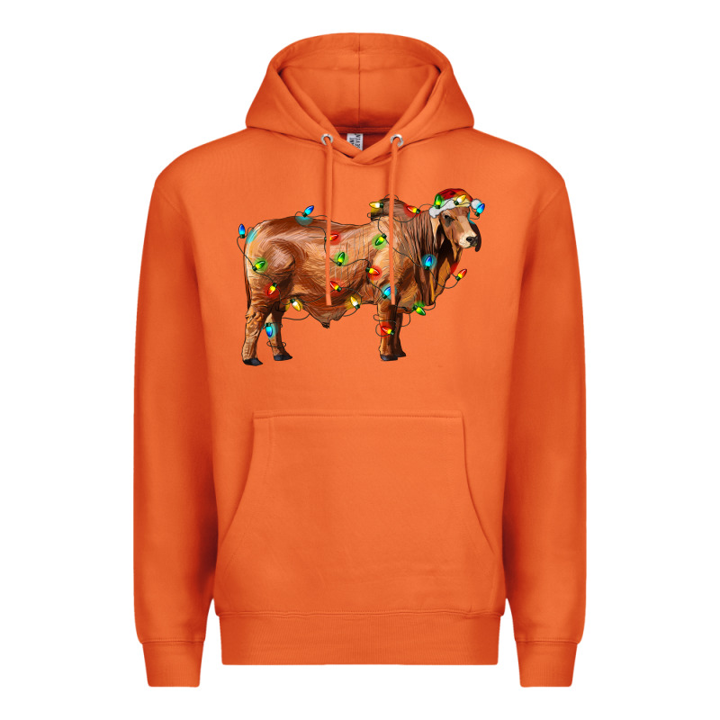 Brahman Bull With Christmas Lights Premium Hoodie by RanaPortraitStore | Teevron