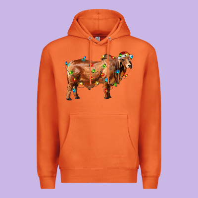 Brahman Bull With Christmas Lights Premium Hoodie Designed By Ranaportraitstore