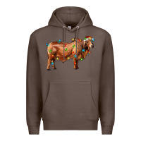 Coffee brahman bull with christmas lights Premium Hoodie - RanaPortraitStore