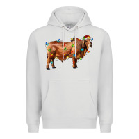Dove Grey brahman bull with christmas lights Premium Hoodie - RanaPortraitStore