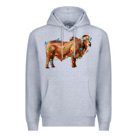 Heather Grey brahman bull with christmas lights Premium Hoodie - RanaPortraitStore