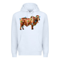 White brahman bull with christmas lights Premium Hoodie - RanaPortraitStore
