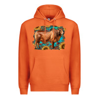 Carrot brahman bull with aztec sunflower and leopard background Premium Hoodie - RanaPortraitStore