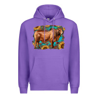 Purple brahman bull with aztec sunflower and leopard background Premium Hoodie - RanaPortraitStore