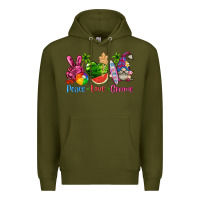 Army Green peace love gnome summer Premium Hoodie - texasbilliewilder